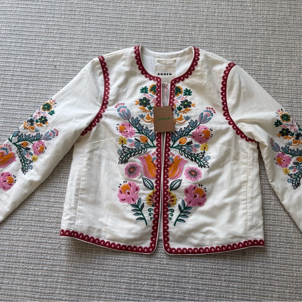 Boden jacket NWT 6 embroidered item jacket Islington Multi Floral Embroidery - Picture 9 of 15